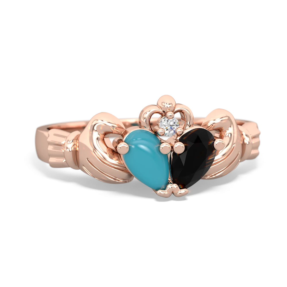 Turquoise 'Our Heart' Claddagh 14K Rose Gold ring R2388