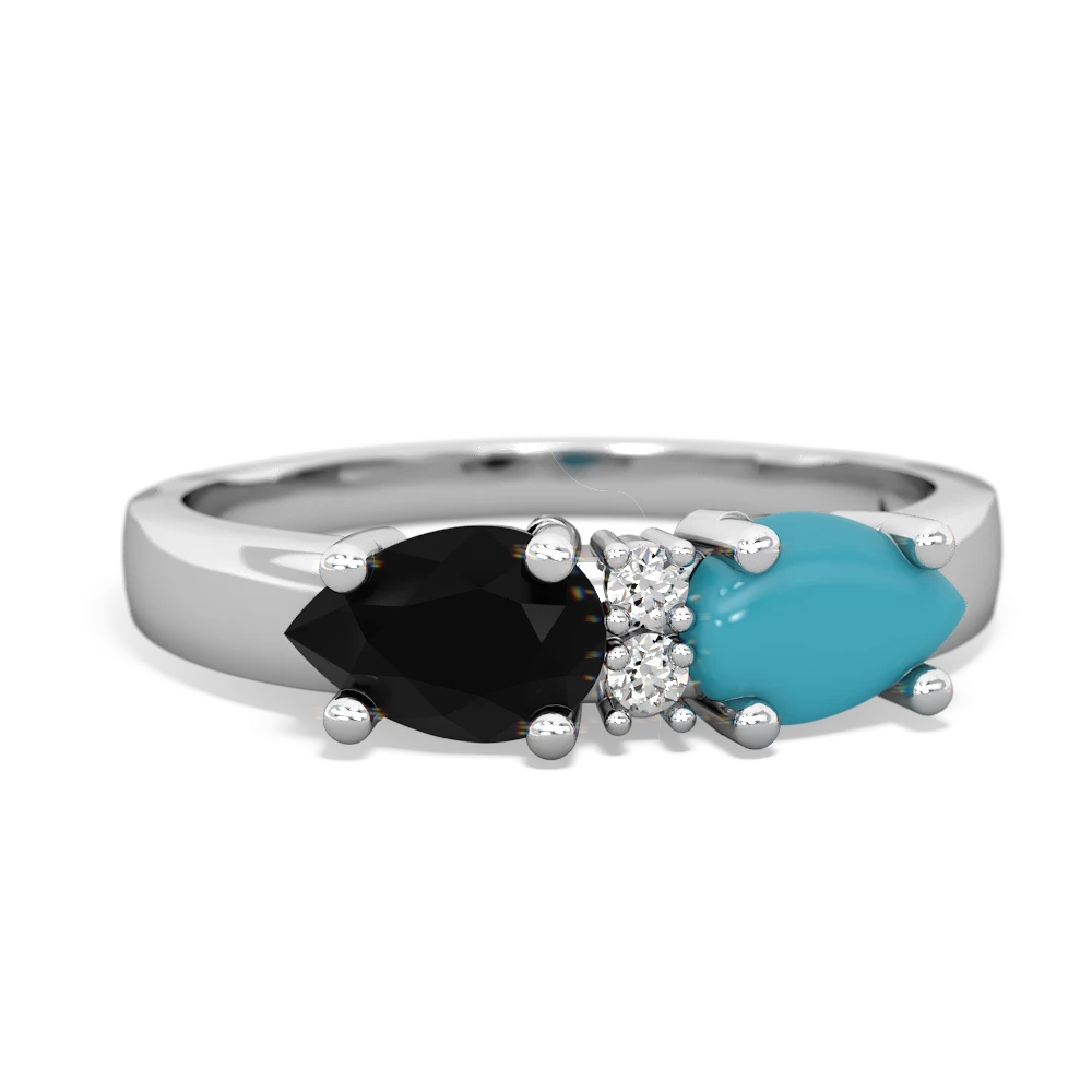 Turquoise Pear Bowtie 14K White Gold ring R0865
