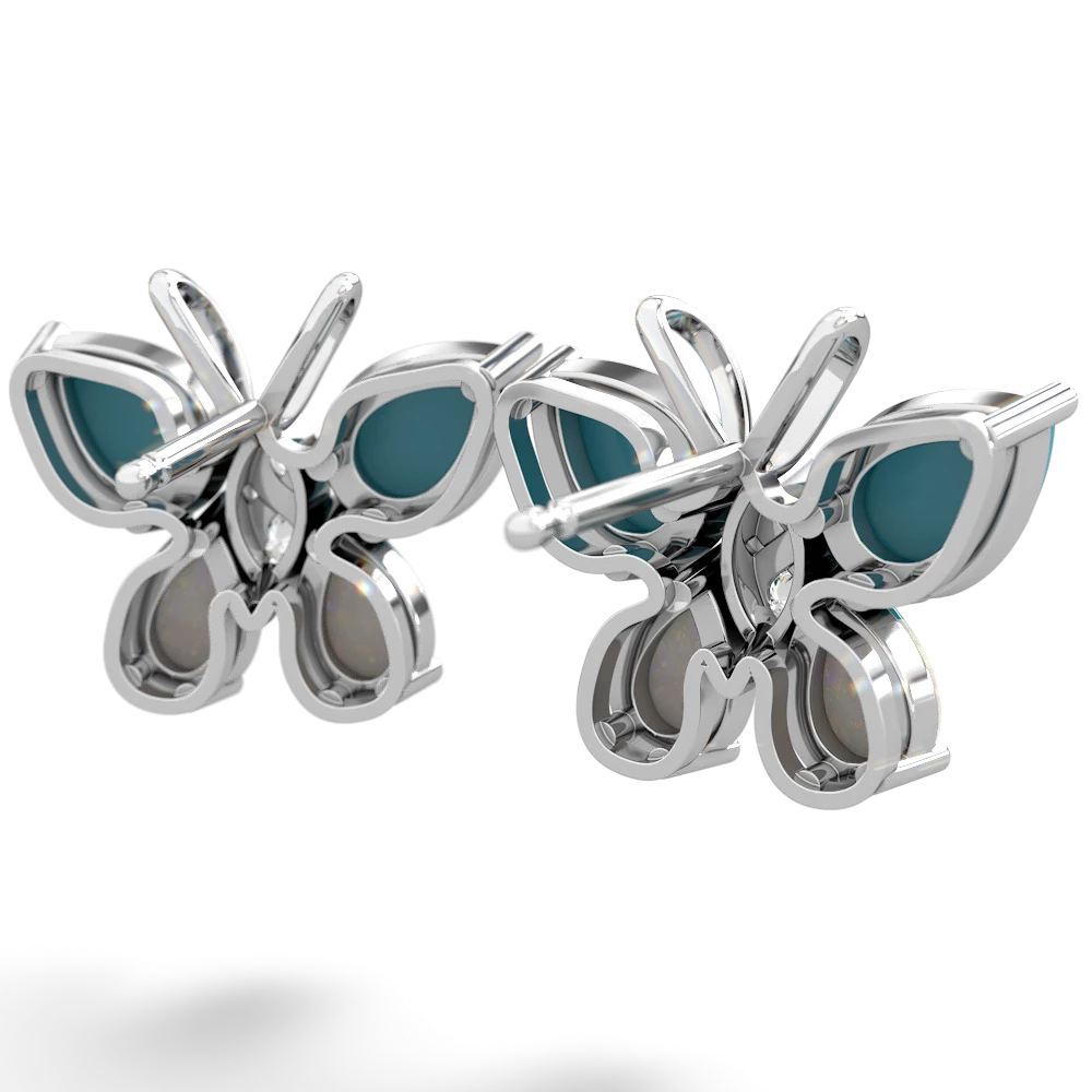 Turquoise Butterfly 14K White Gold earrings E2215