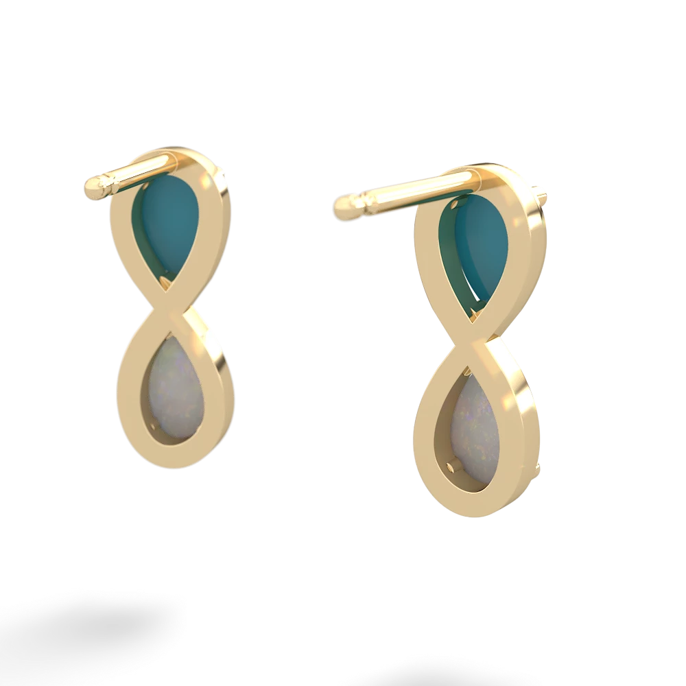 Turquoise Infinity 14K Yellow Gold earrings E5050