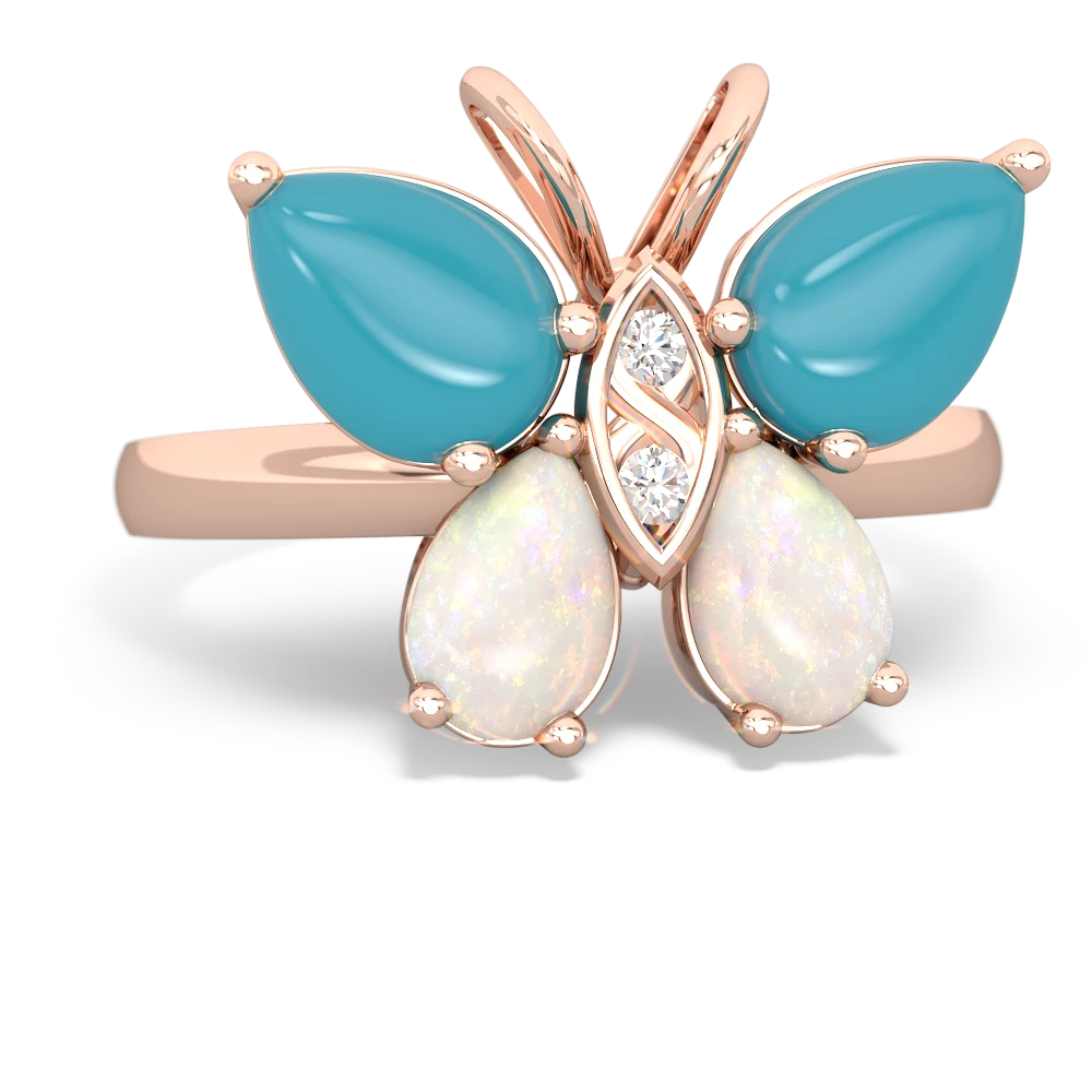 Turquoise Butterfly 14K Rose Gold ring R2215