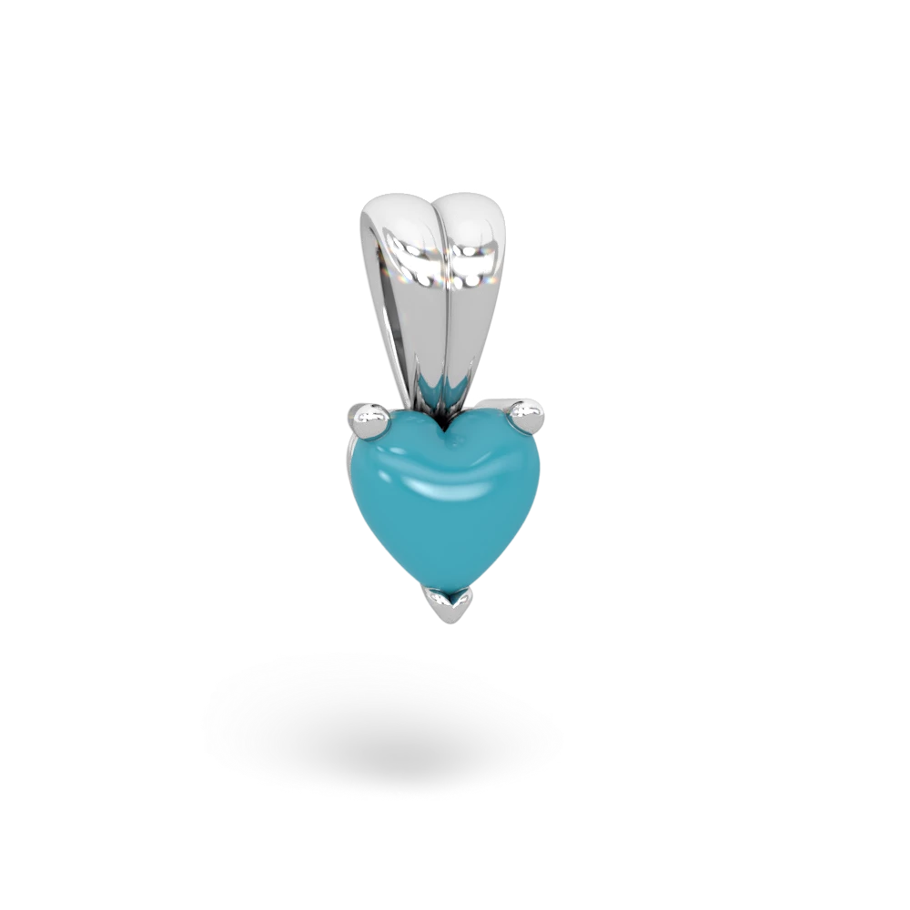 Turquoise 5Mm Heart Solitaire 14K White Gold pendant P1861
