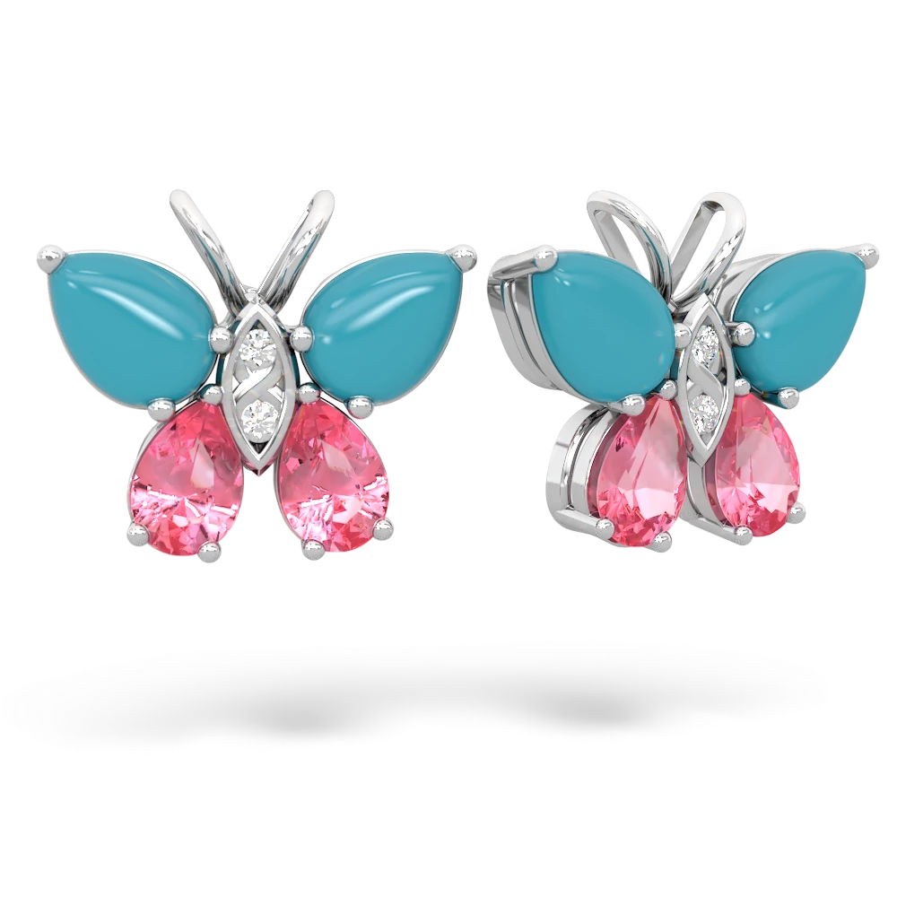 Turquoise Butterfly 14K White Gold earrings E2215