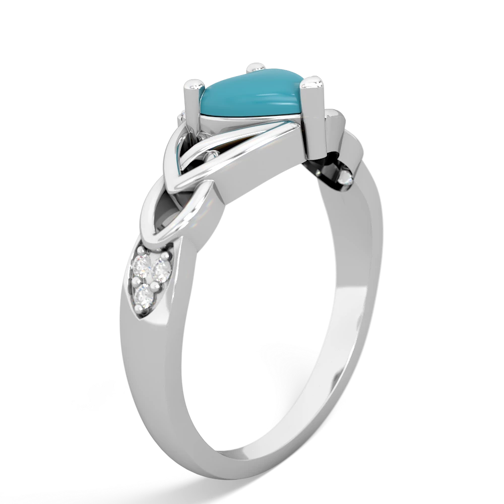 Turquoise Claddagh Celtic Knot Diamond 14K White Gold ring R5001