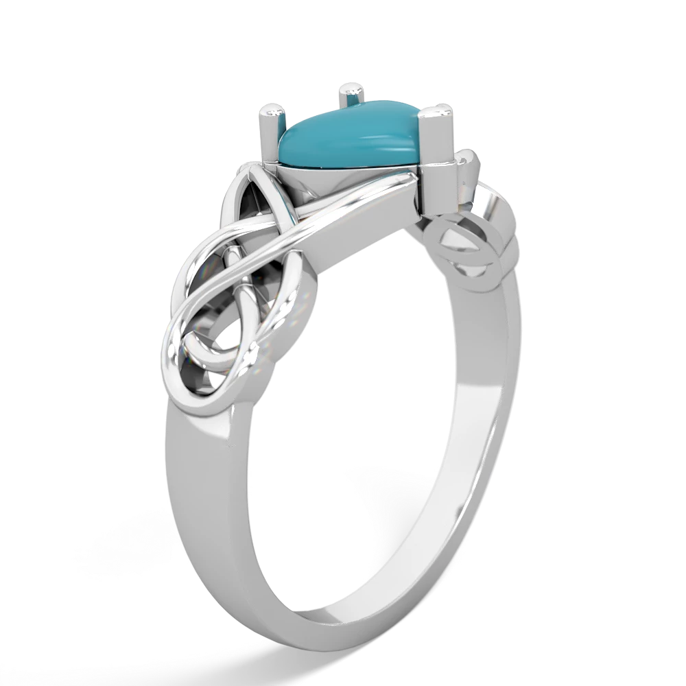 Turquoise Claddagh Celtic Knot 14K White Gold ring R2367