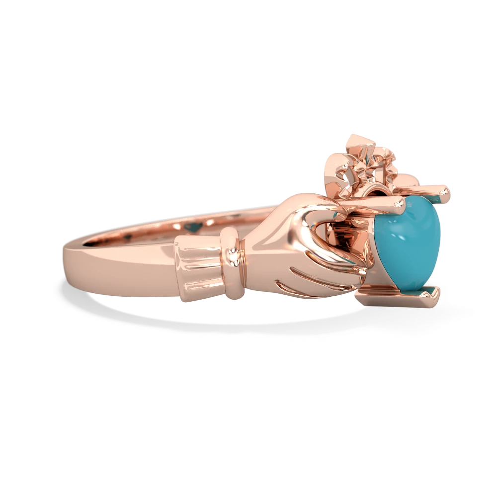 Turquoise Claddagh 14K Rose Gold ring R2370