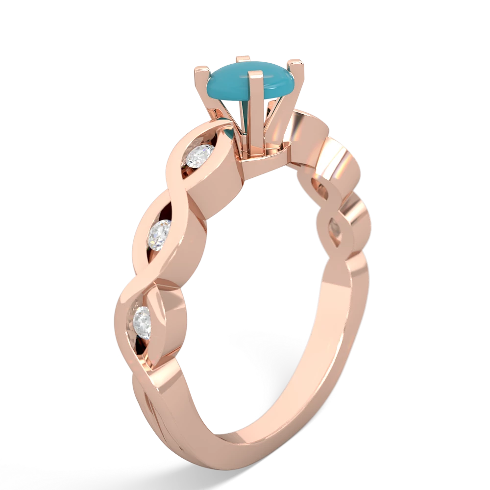 Turquoise Infinity 5Mm Round Engagement 14K Rose Gold ring R26315RD