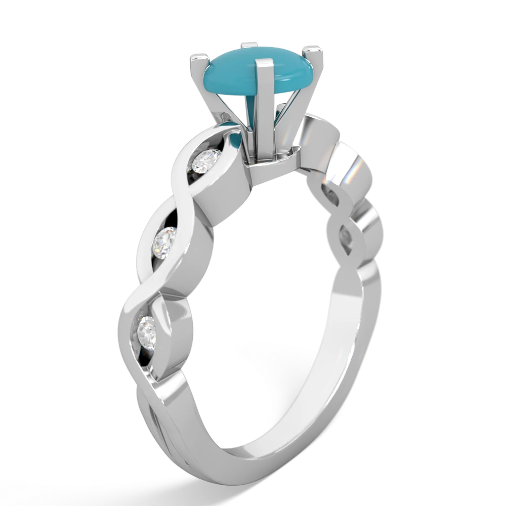Turquoise Infinity 6Mm Round Engagement 14K White Gold ring R26316RD