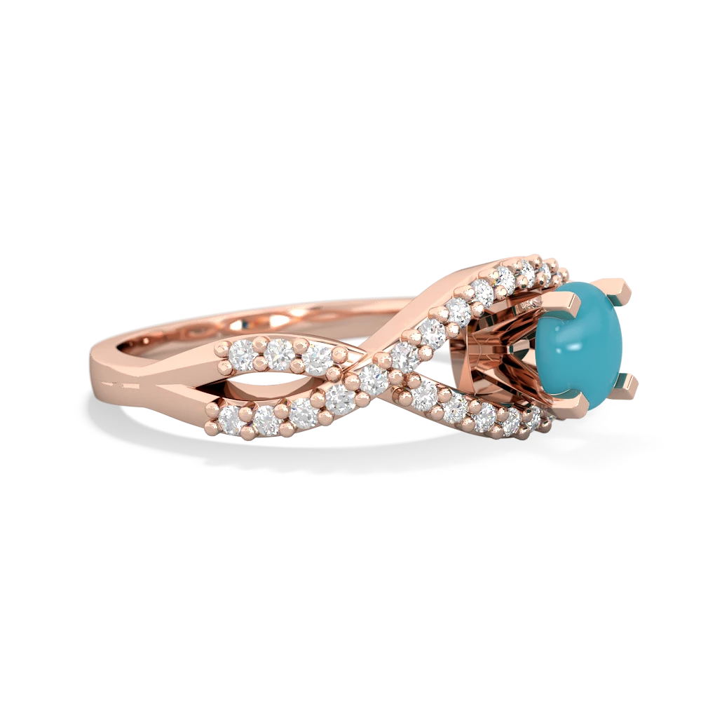 Turquoise Diamond Twist 5Mm Round Engagment  14K Rose Gold ring R26405RD