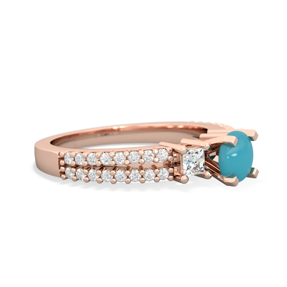 Turquoise Classic 5Mm Round Engagement 14K Rose Gold ring R26435RD