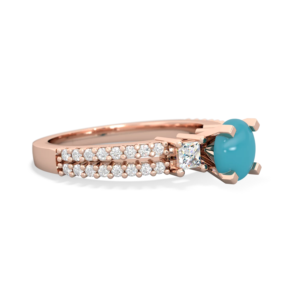 Turquoise Classic 6Mm Round Engagement 14K Rose Gold ring R26436RD