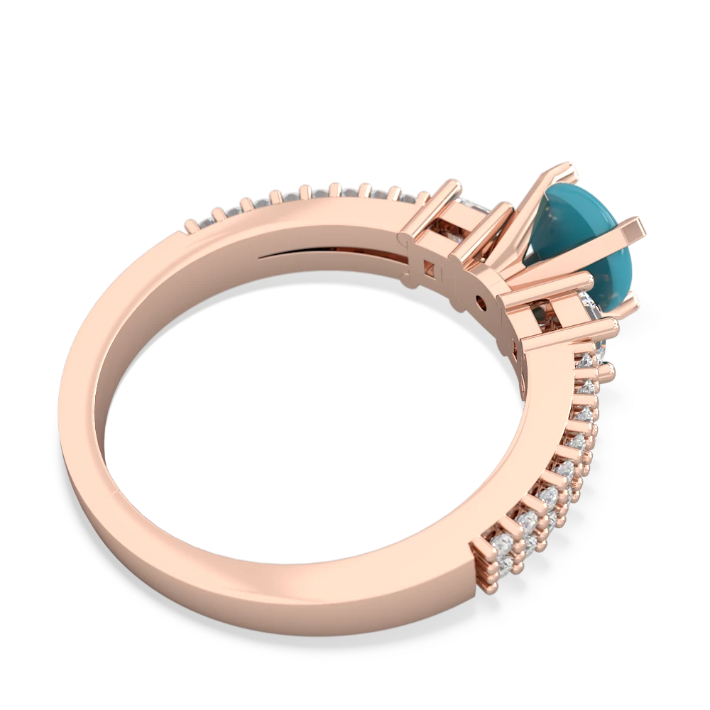 Turquoise Classic 6Mm Round Engagement 14K Rose Gold ring R26436RD