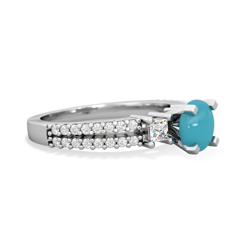 Turquoise Classic 6Mm Round Engagement 14K White Gold ring R26436RD
