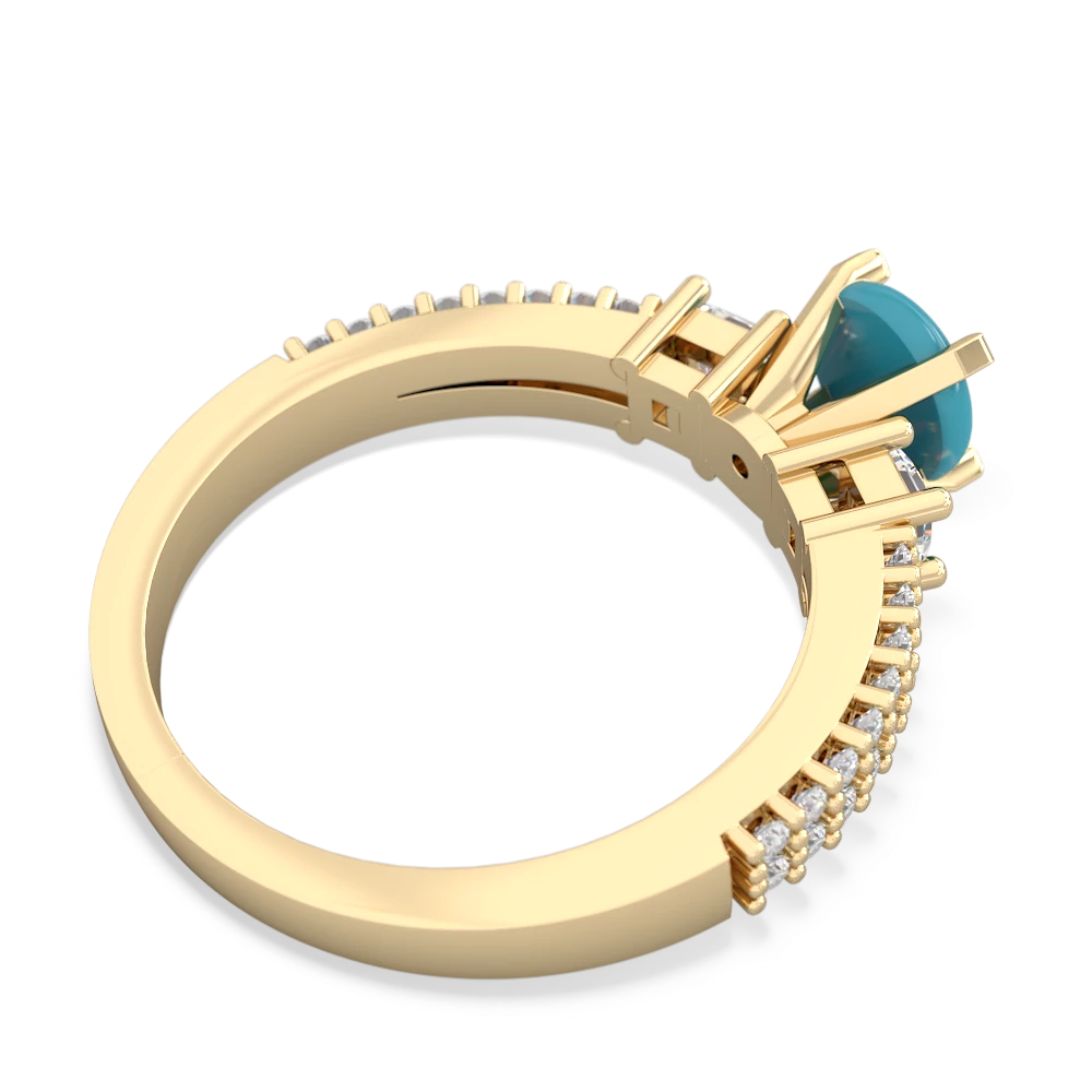 Turquoise Classic 6Mm Round Engagement 14K Yellow Gold ring R26436RD