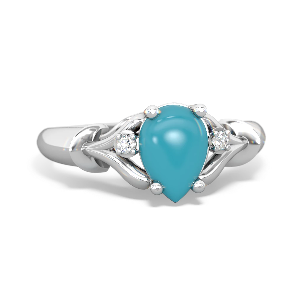 Turquoise Precious Pear 14K White Gold ring R0826