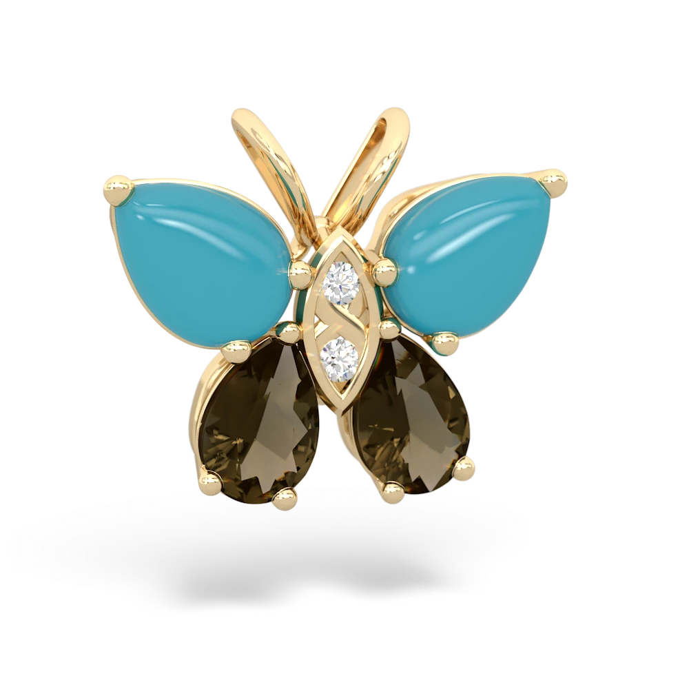 Turquoise Butterfly 14K Yellow Gold pendant P2215