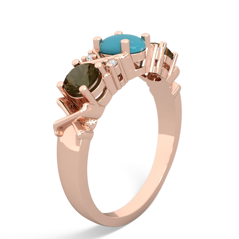 Turquoise Hugs And Kisses 14K Rose Gold ring R5016