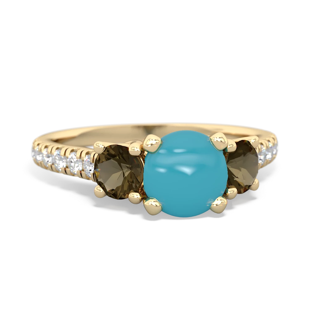 Turquoise Pave Trellis 14K Yellow Gold ring R5500