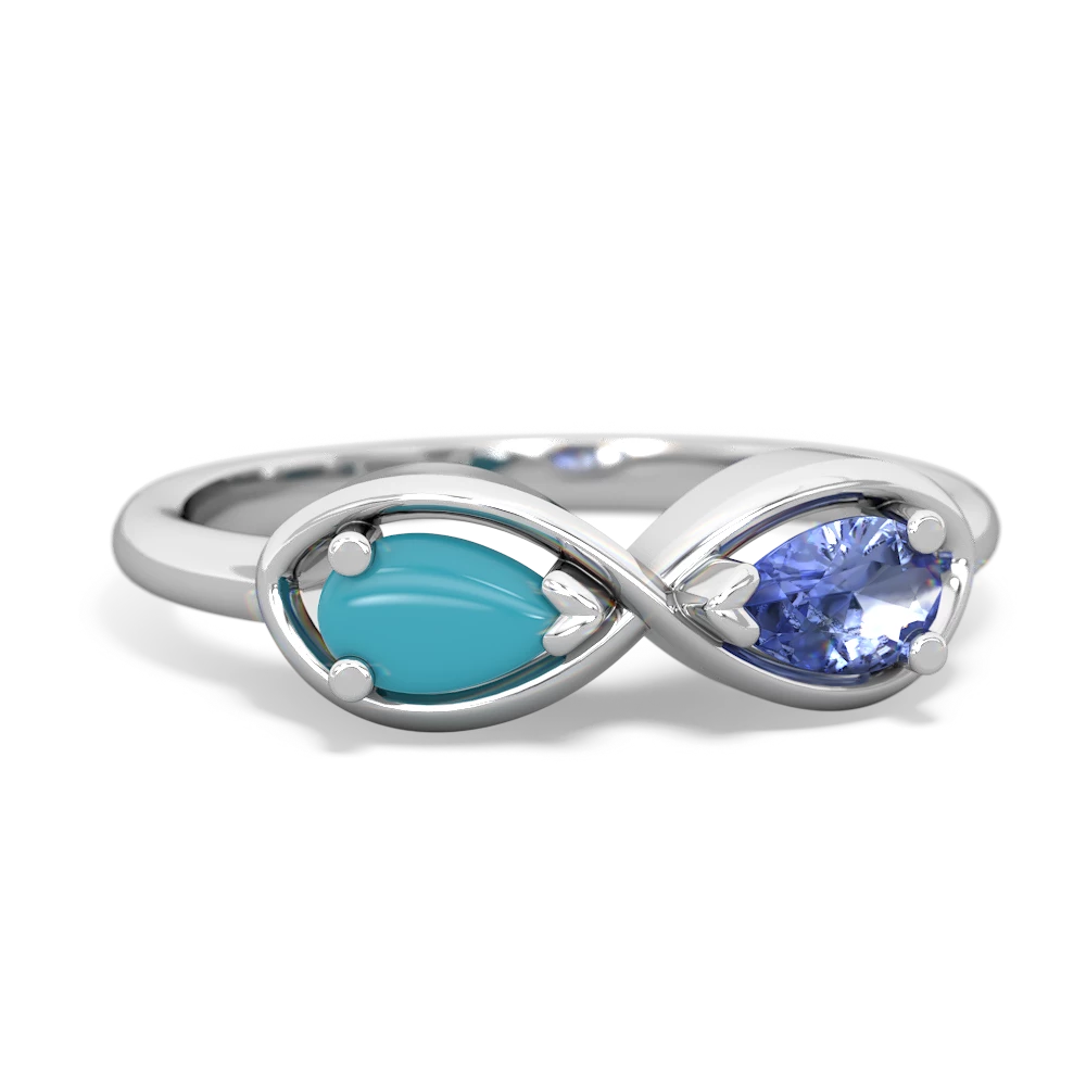 Turquoise Infinity 14K White Gold ring R5050