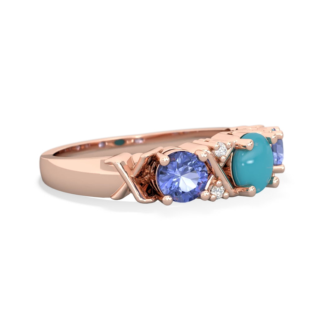 Turquoise Hugs And Kisses 14K Rose Gold ring R5016