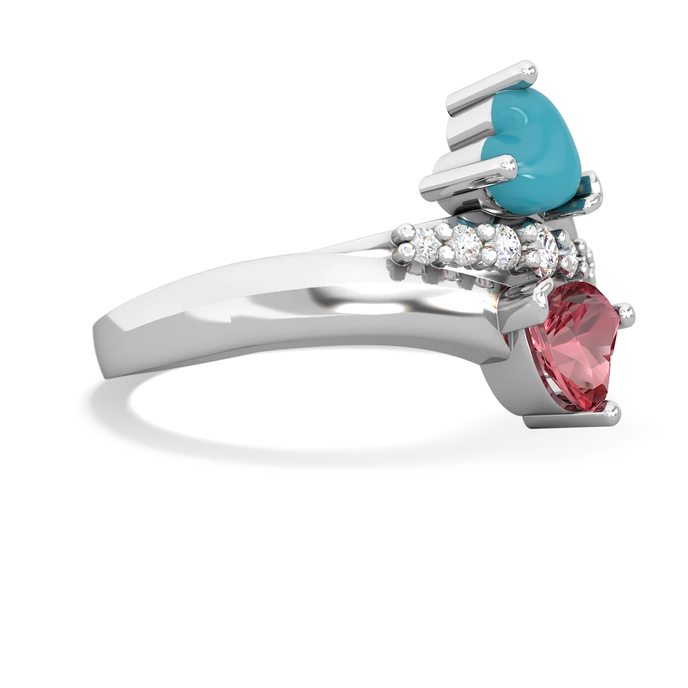 Turquoise Heart To Heart 14K White Gold ring R2064