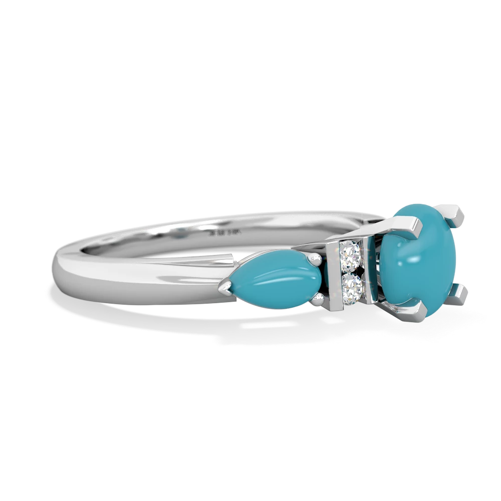 Blue Topaz 6Mm Round Eternal Embrace Engagement 14K White Gold ring R2005