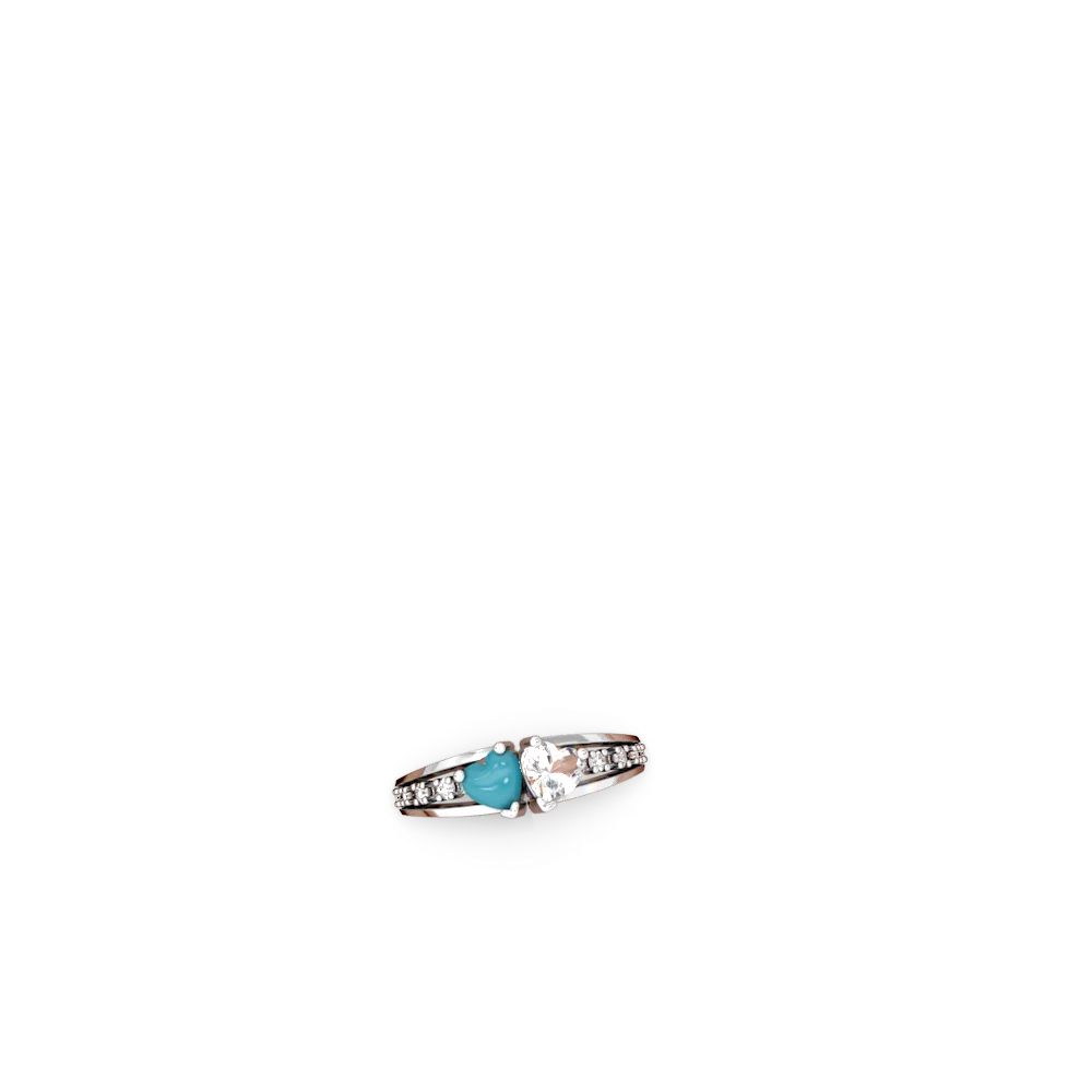 Turquoise Heart To Heart 14K White Gold ring R3342