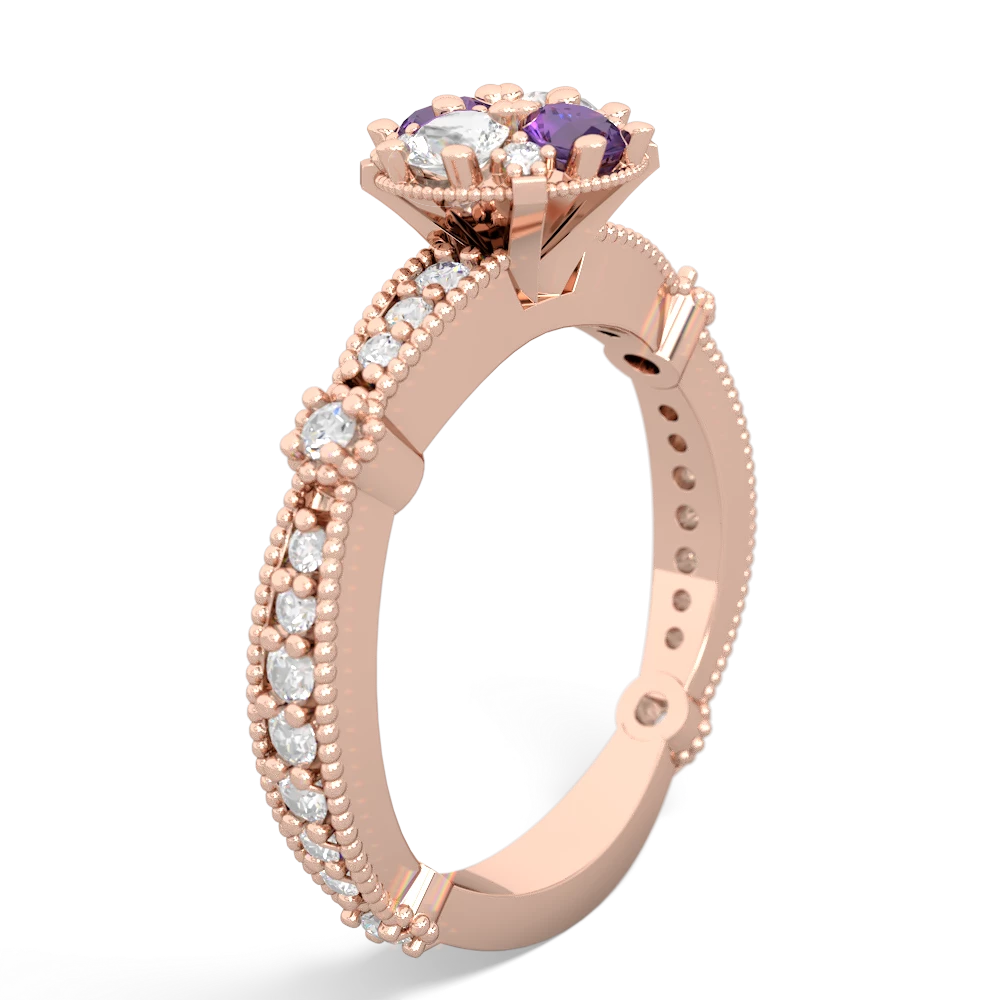 White Topaz Sparkling Tiara Cluster 14K Rose Gold ring R26293RD