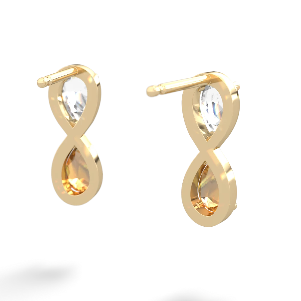 White Topaz Infinity 14K Yellow Gold earrings E5050