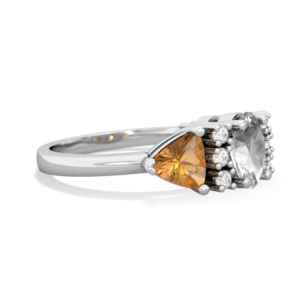 White Topaz Antique Style Three Stone 14K White Gold ring R2186