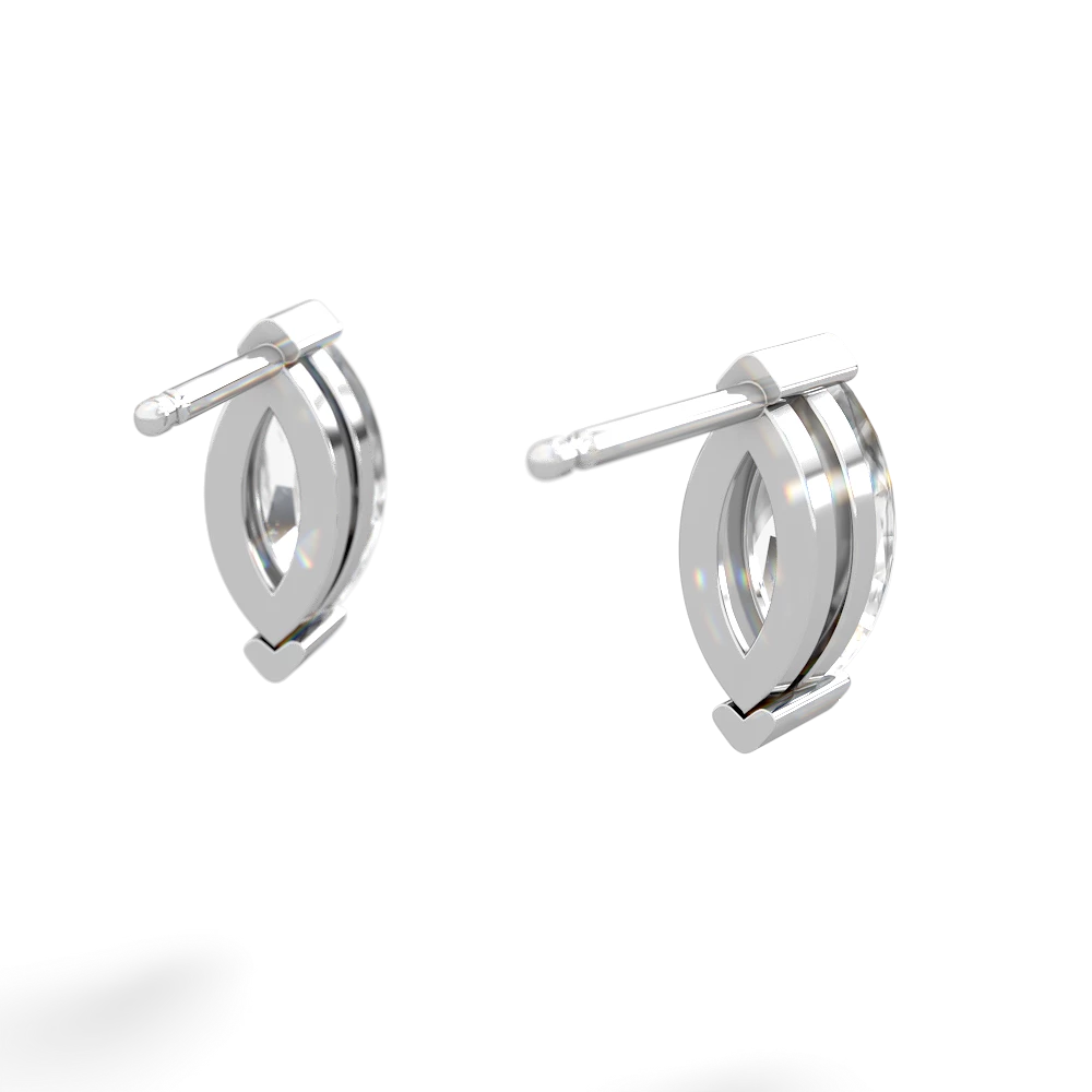 White Topaz 8X4mm Marquise Stud 14K White Gold earrings E1701