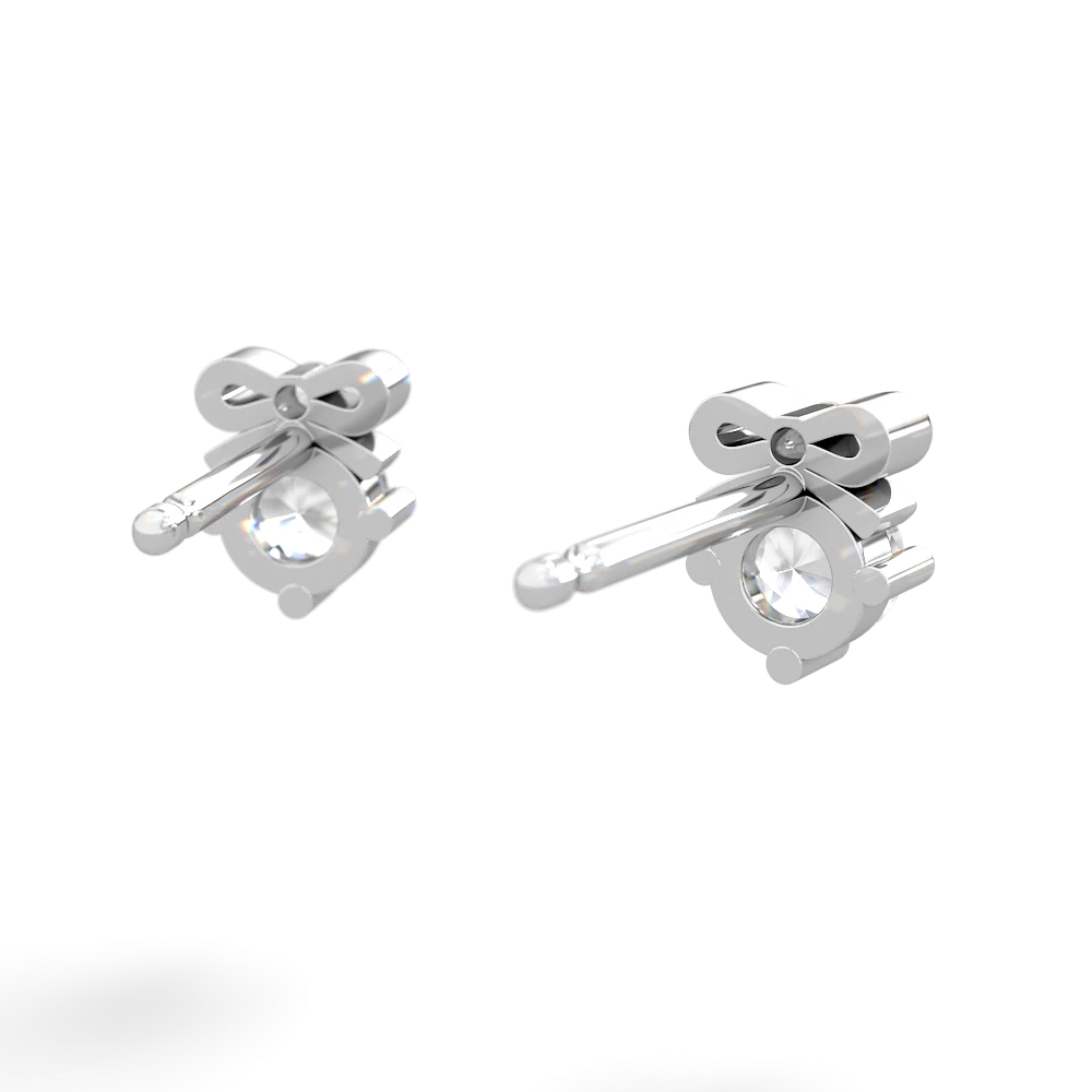 White Topaz Diamond Bows 14K White Gold earrings E7002