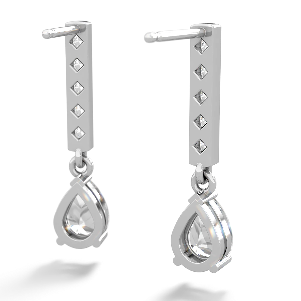 White Topaz Art Deco Diamond Drop 14K White Gold earrings E5324