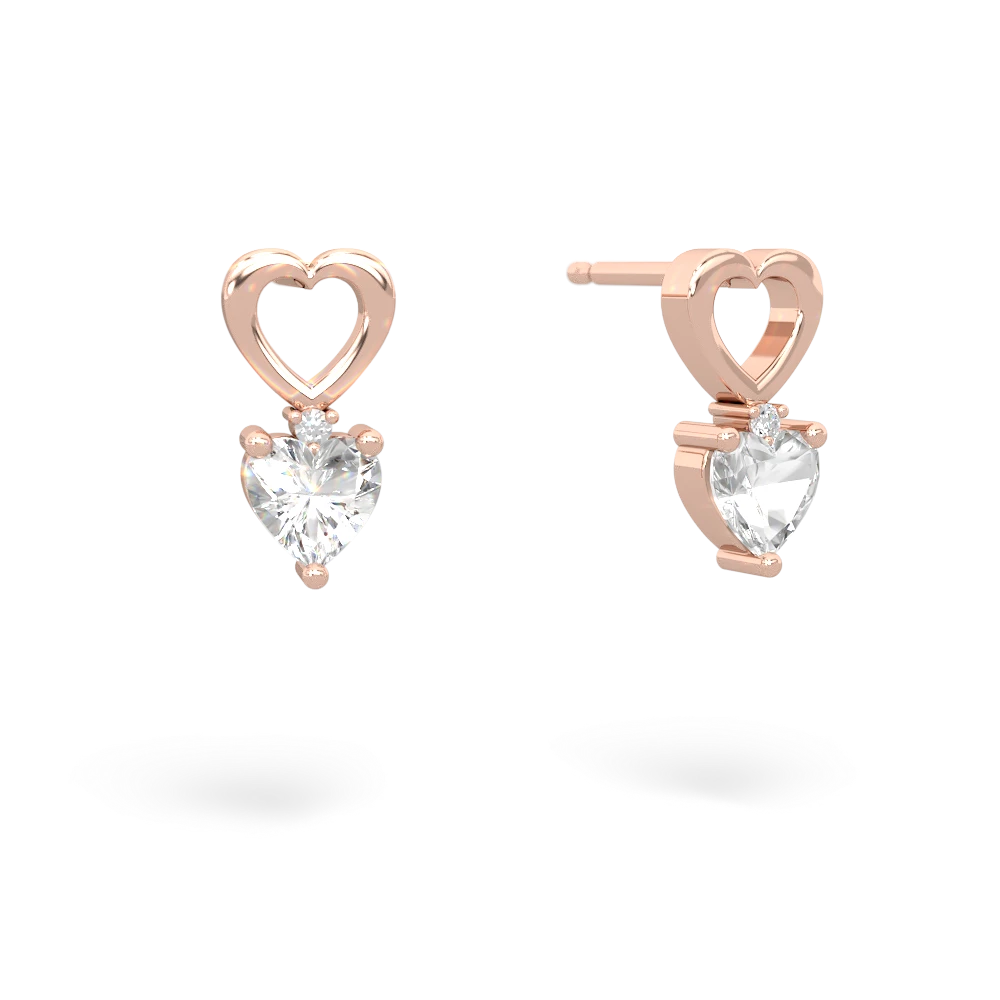 White Topaz Four Hearts 14K Rose Gold earrings E2558