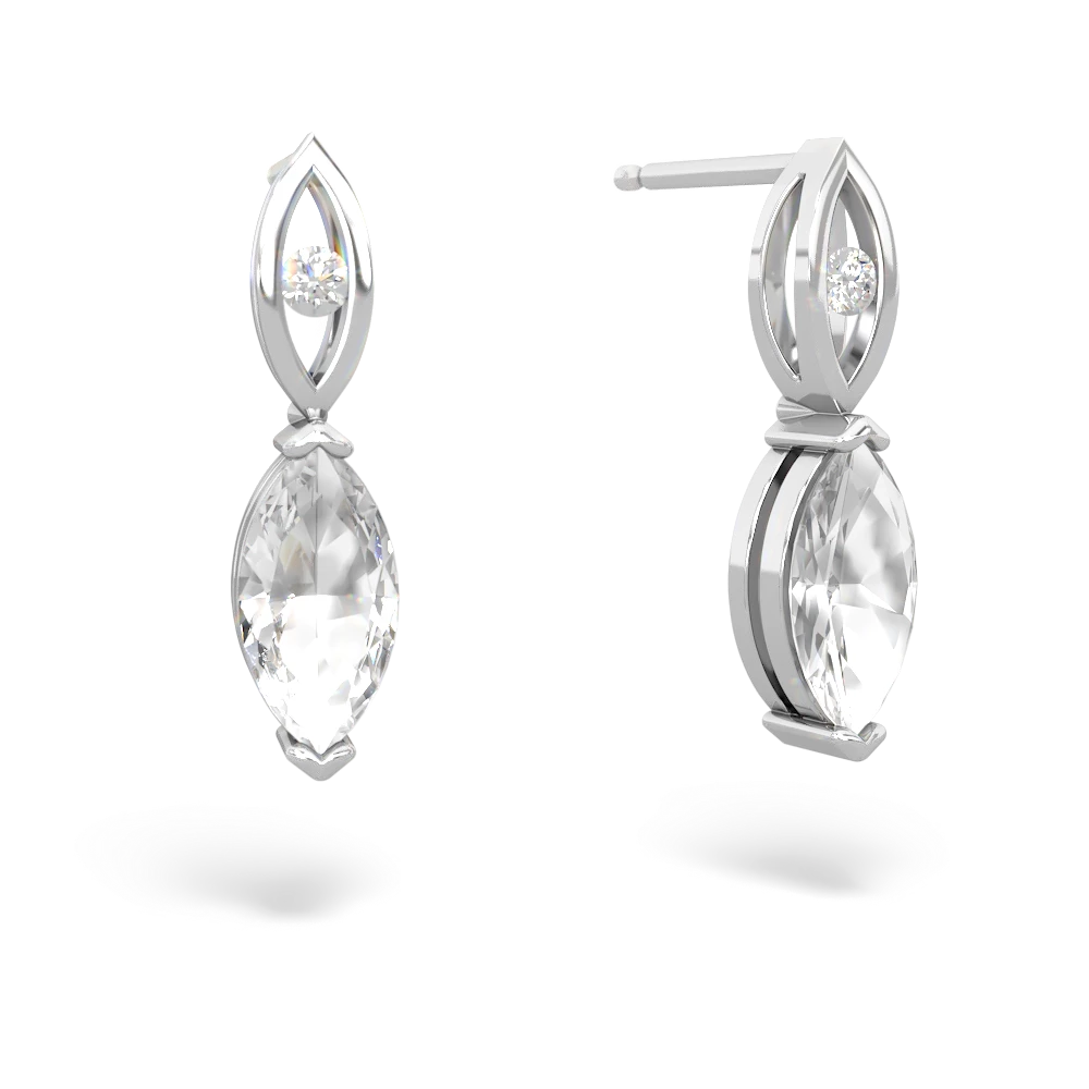 White Topaz Marquise Drop 14K White Gold earrings E5333