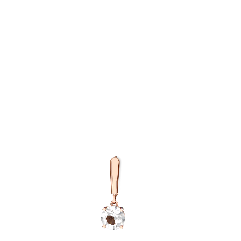 White Topaz 8Mm Round Lever Back 14K Rose Gold earrings E2788