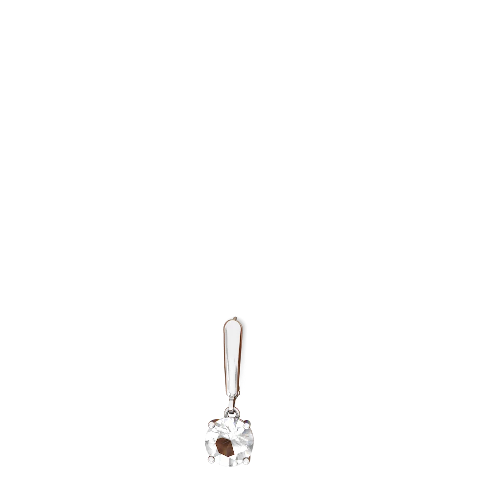 White Topaz 8Mm Round Lever Back 14K White Gold earrings E2788