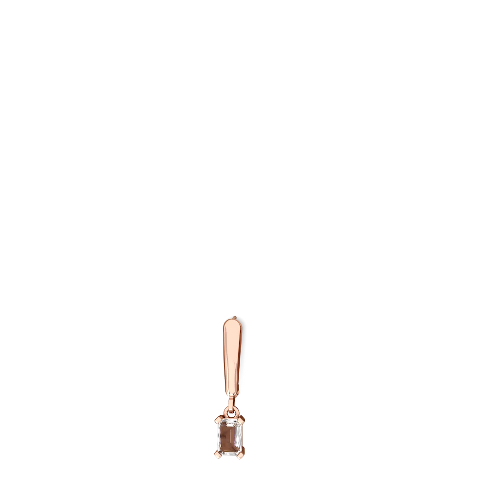 White Topaz 6X4mm Emerald-Cut Lever Back 14K Rose Gold earrings E2855