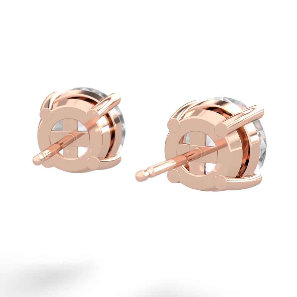 White Topaz 8Mm Round Stud 14K Rose Gold earrings E1788