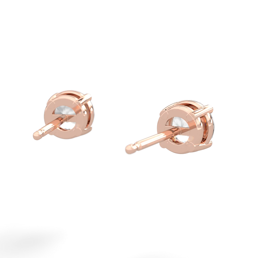 White Topaz 5Mm Round Stud 14K Rose Gold earrings E1785