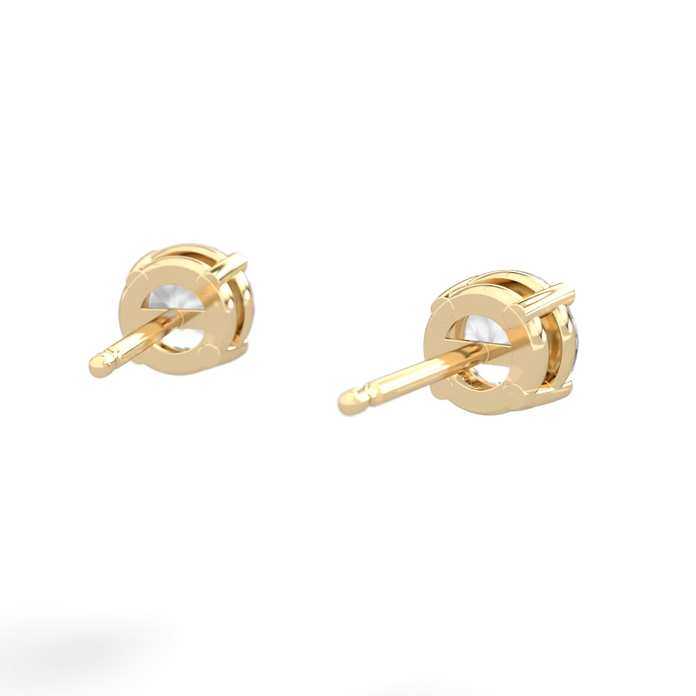 White Topaz 5Mm Round Stud 14K Yellow Gold earrings E1785
