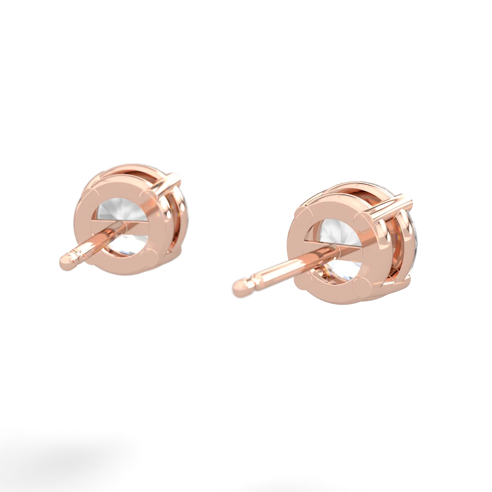 White Topaz 6Mm Round Stud 14K Rose Gold earrings E1786