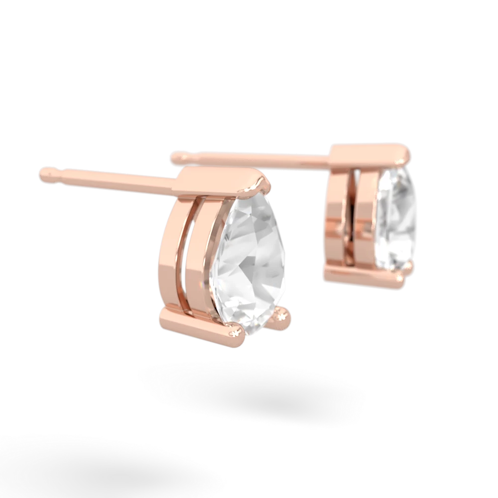 White Topaz Teardrop Stud 14K Rose Gold earrings E1793