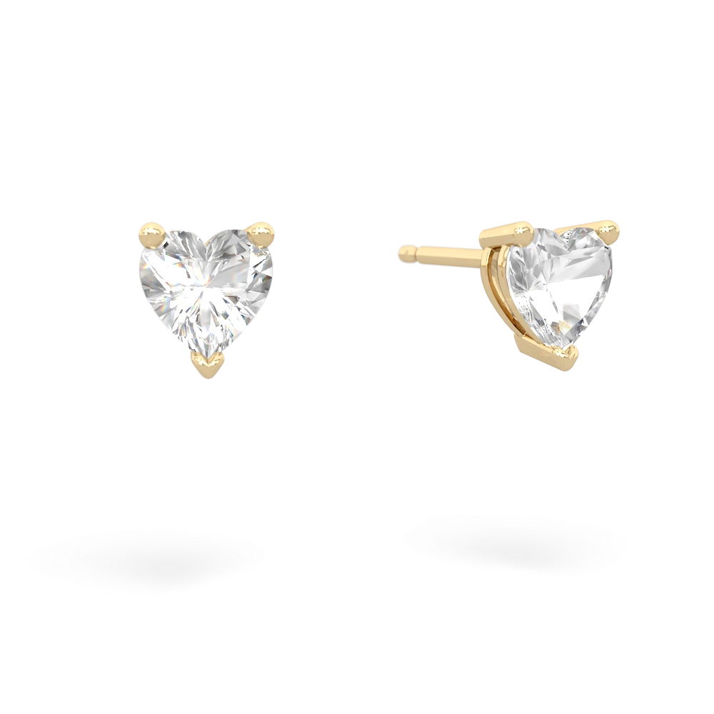 White Topaz 5Mm Heart Stud 14K Yellow Gold earrings E1861