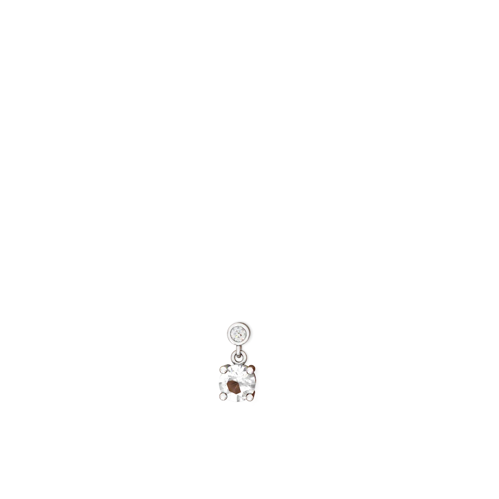 White Topaz Diamond Drop 6Mm Round 14K White Gold earrings E1986