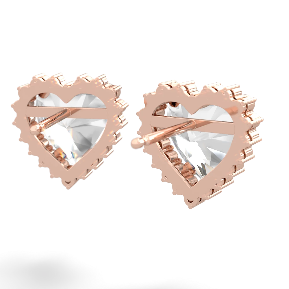 White Topaz Sparkling Halo Heart 14K Rose Gold earrings E0391