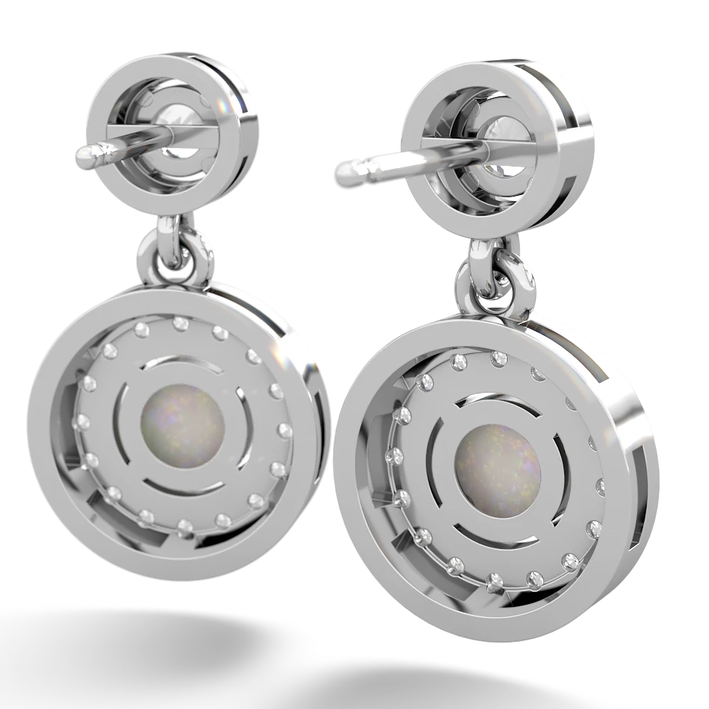 White Topaz Halo Dangle 14K White Gold earrings E5319
