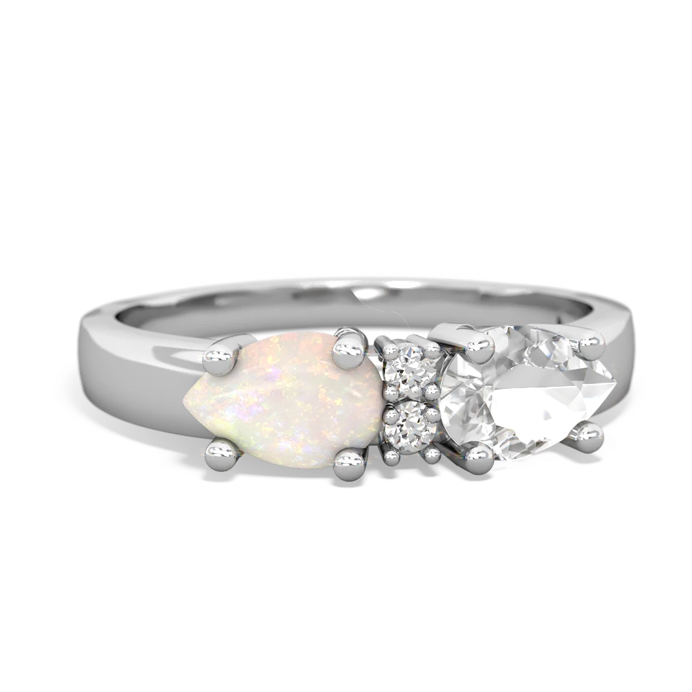 White Topaz Pear Bowtie 14K White Gold ring R0865