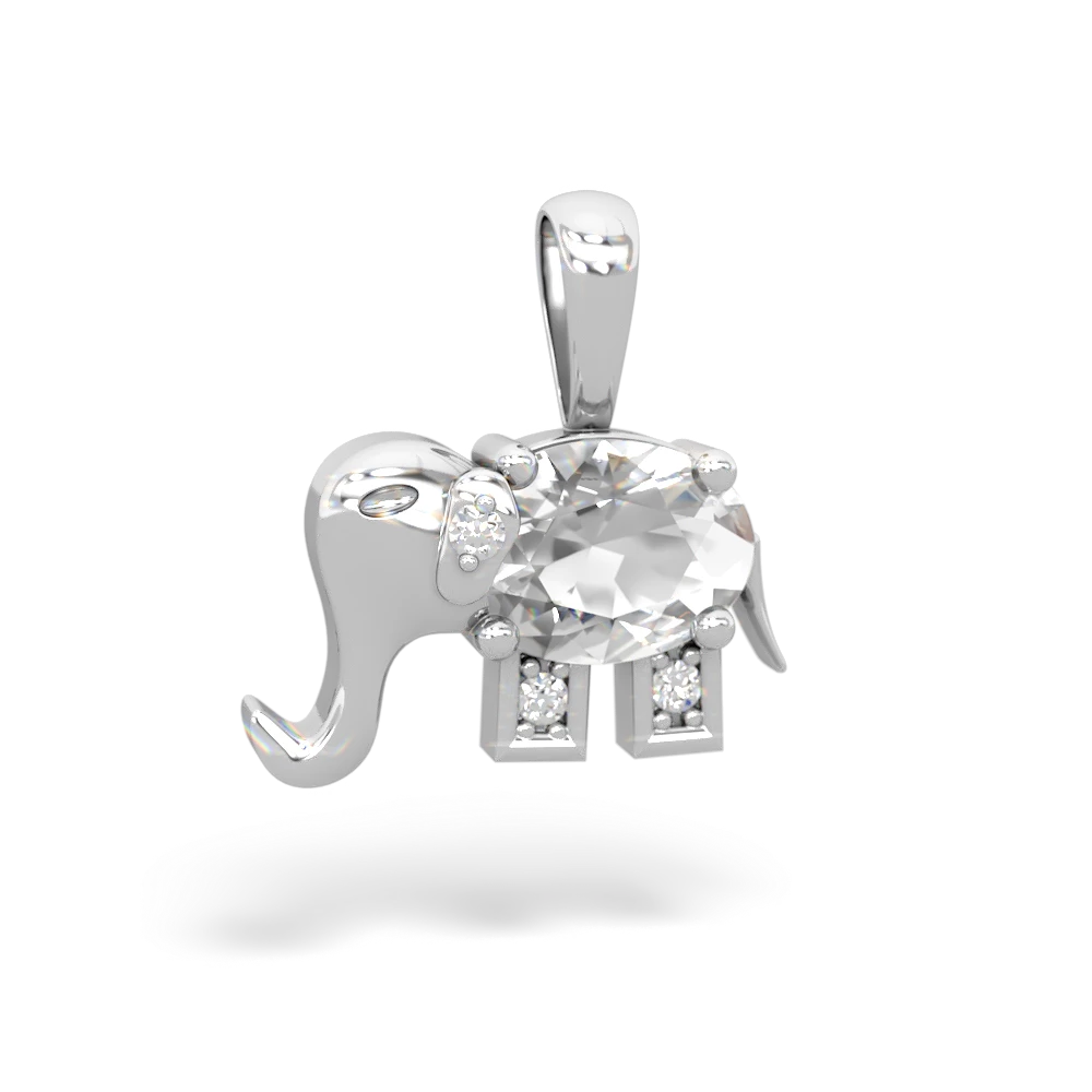 White Topaz Elephant 14K White Gold pendant P2555