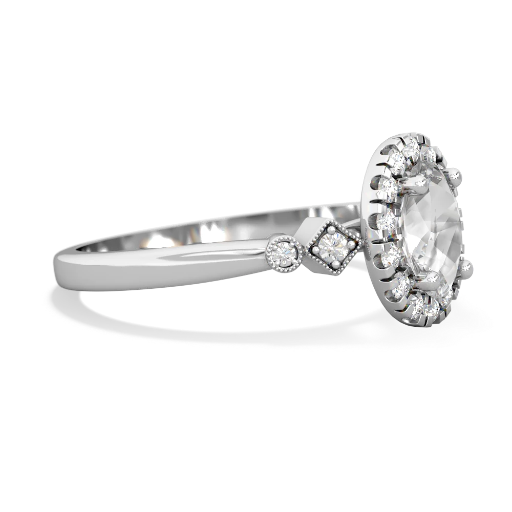 White Topaz Antique-Style Halo 14K White Gold ring R5720
